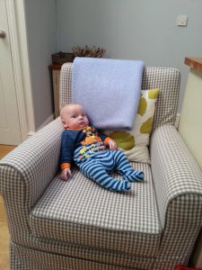 Our 6 month old son enjoying the luxury furnishings!